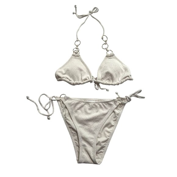 H&M Padded Triangle Bikini Top & Bottoms in White - Picture 1 of 5
